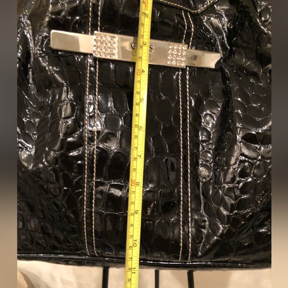 Guess Black Patent Leather Tote Shoulder Bag Large - Picture 8 of 15